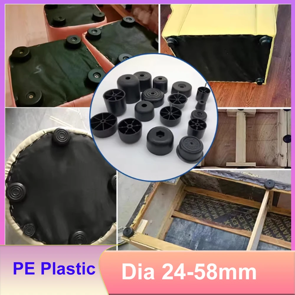 Dia 24-58mm Black PE Plastic Adjust Foot Pads Shock-Absorbing Anti Slip Furniture Foot Pads Tables Chairs Leg Guards Accessories