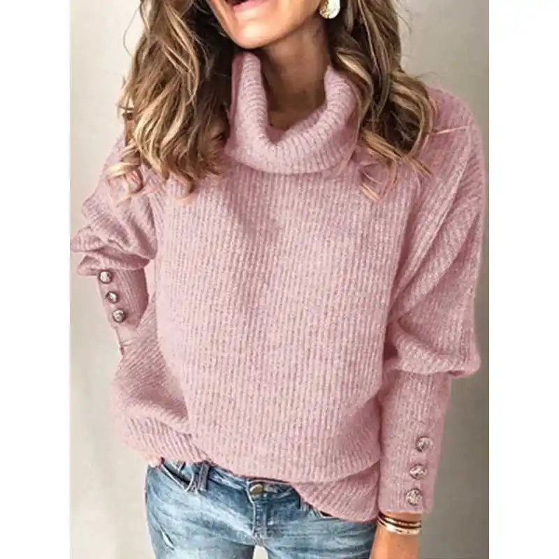 

New 2023 AutumnWinter High Ne Sweater Loose Women's Faion Low Waist ort Pants Bamboo Fiber Ladies' Premium Clothing