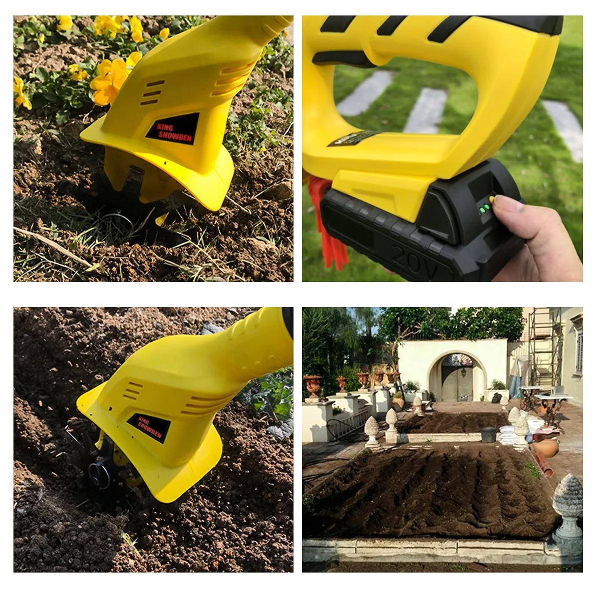 Imagem -06 - Elétrica Handheld Jardim Weeder Mini Tiller Rotary Tiller Escavadeira Cultivadora Cultivador Trator sem Fio Estripador de Jardim 20v