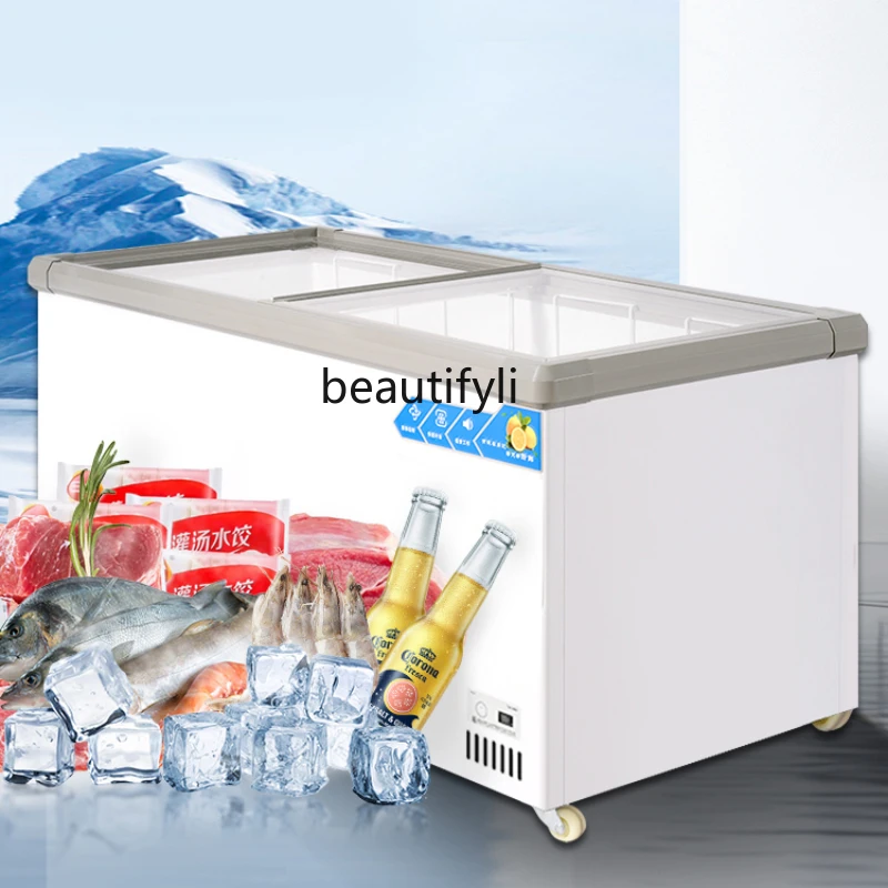 Supermarket Freezer Commercial Large Capacity Freezer Horizontal Refrigerator Frozen Preservation Cabinet