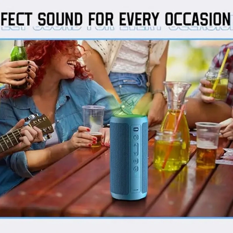 

Красивый портативный динамик для кемпинга Bluetooth 5.3IPX7, водонепроницаемый уличный Bluetooth-динамик, цветной фонарик, высокое качество звука