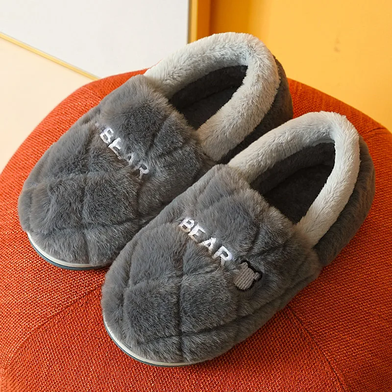 

Big Size 48 49 Men Winter Warm Slippers Thick Plush Slides Couples Indoor Flats Non-slip Bedroom Shoes Women Autumn Furry Slides