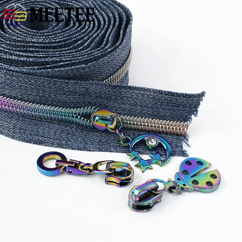 1/2/3/4/5Meters 5# Nylon Zipper Tape with Colored Zip Slider Bags Garment Pocket Decor Zippers Repair Kit DIY Sewing Accessories