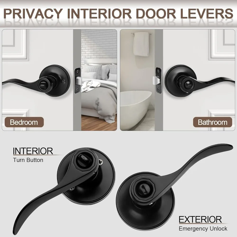 

10 Pack Matte Black Door Handles Privacy Door Levers, Heavy Duty Bed