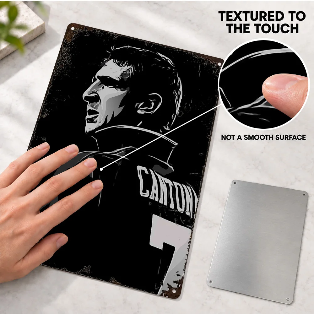 Eric Cantona Footballer Printed Poster Personalized Aluminum Metal Sign Raised Collar Stencil Graphic Wall Art For Sports Lounge