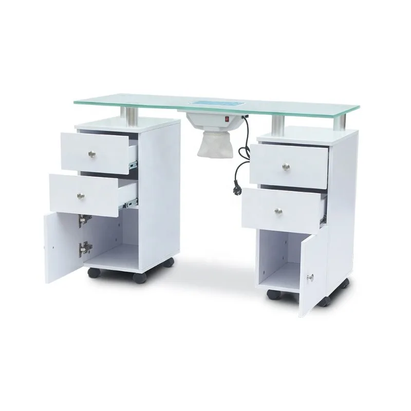 Modern Style Cheap Wood Top Beauty Salon Furniture Manicure Nail Tables With Fan