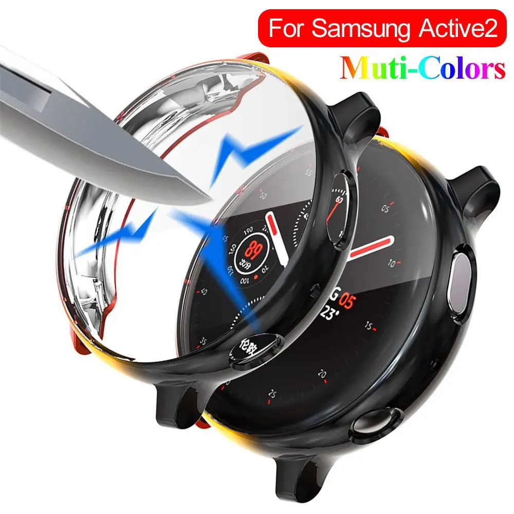 Frame Coloful Plating TPU Case Protective Cover Watch Case Full Screen Protector For Samsung Galaxy Watch Active 2 40 44mm