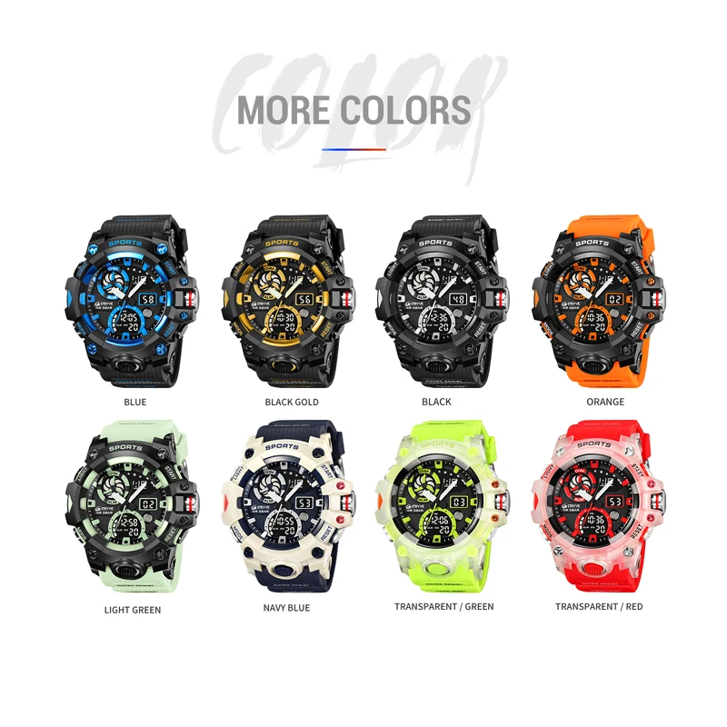 2023 New STRYVE Men\'s Watch Fashion Trend Double Movement Men\'s Watch Luminous Calendar Multifunctional Waterproof Watches 8027