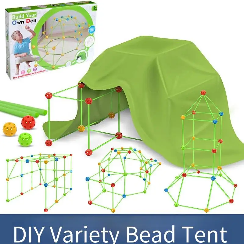 

Детский игровой набор «сделай сам» с бусинами — сборная палатка/игровой домик/замка с блоками-головоломками и туннелями, идеальный детский подарок на день рождения