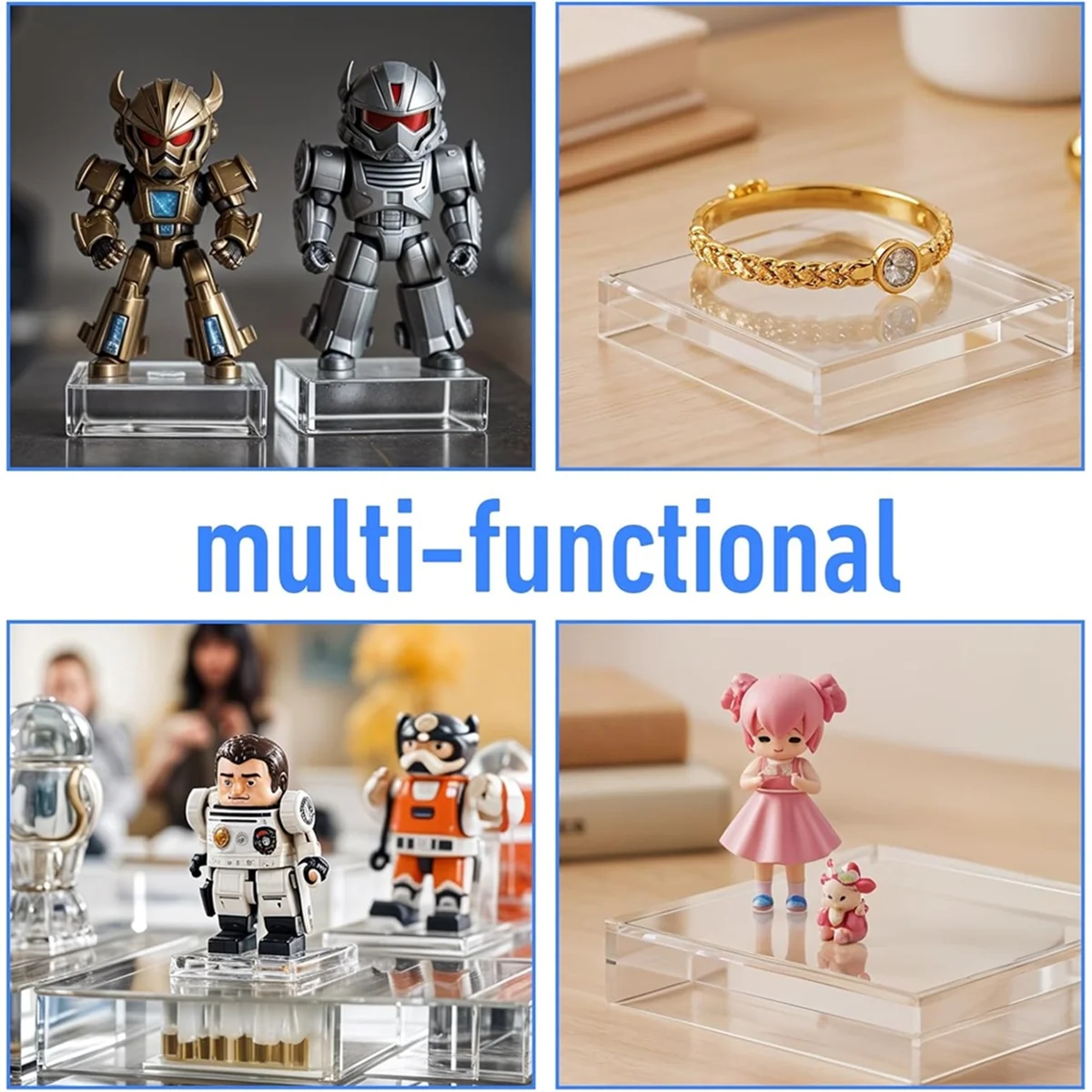 AA25 4 шт. квадратные акриловые блоки для дисплея, 4 х 4 х 1 дюйм полированные акриловые кубики, подставка для аксессуаров для кольца для торта