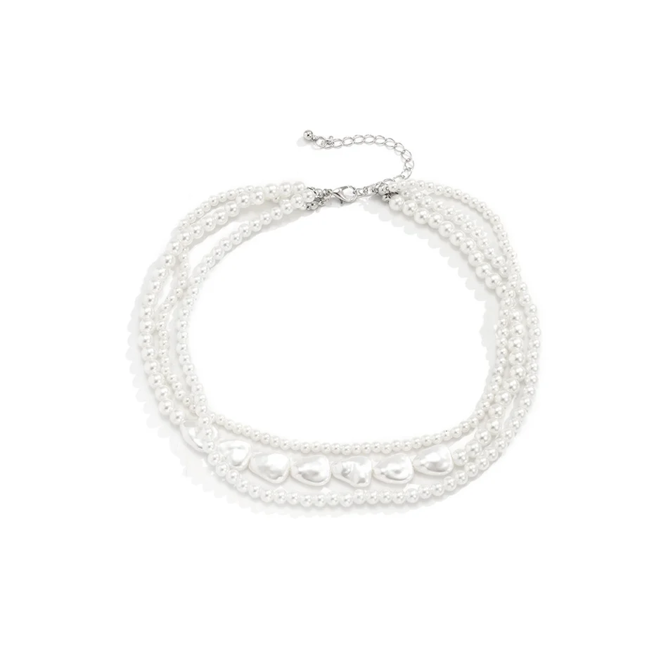 Elegante mehr schicht ige Imitation perlenkette für Frauen Vintage Hochzeit Mode Aussage Halsreif Kragen Schmuck Party Geschenk – Detail 10