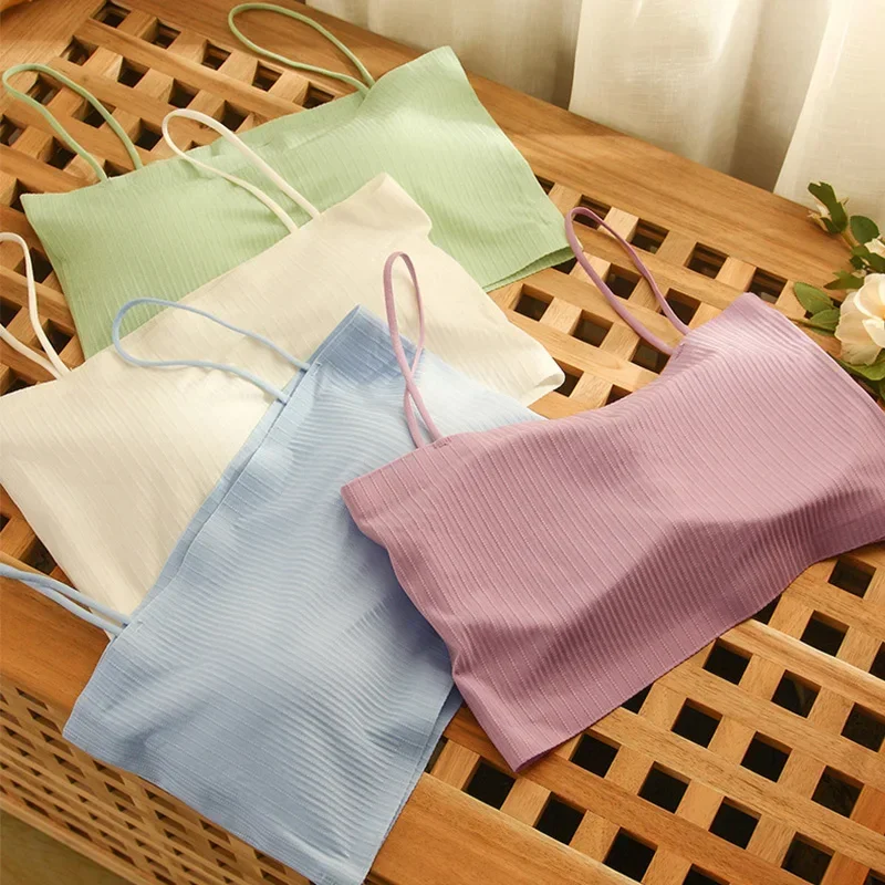 حمالة صدر غير مرئية حمالات الصدر النساء رفع الملابس الداخلية الحرير الجليد سلس كلمة الرافعة الإناث أسود أبيض أنبوب علوي Bralette الدبابات