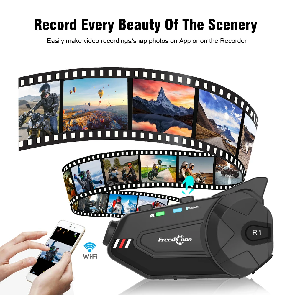 Мотогарнитура Freedconn, Bluetooth, 6 каналов, 1000 м, Wi-Fi