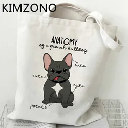 French Bulldog shopping bag bolsa cotton shopper handbag canvas eco bag reciclaje sacola boodschappentas bolsa compra cabas