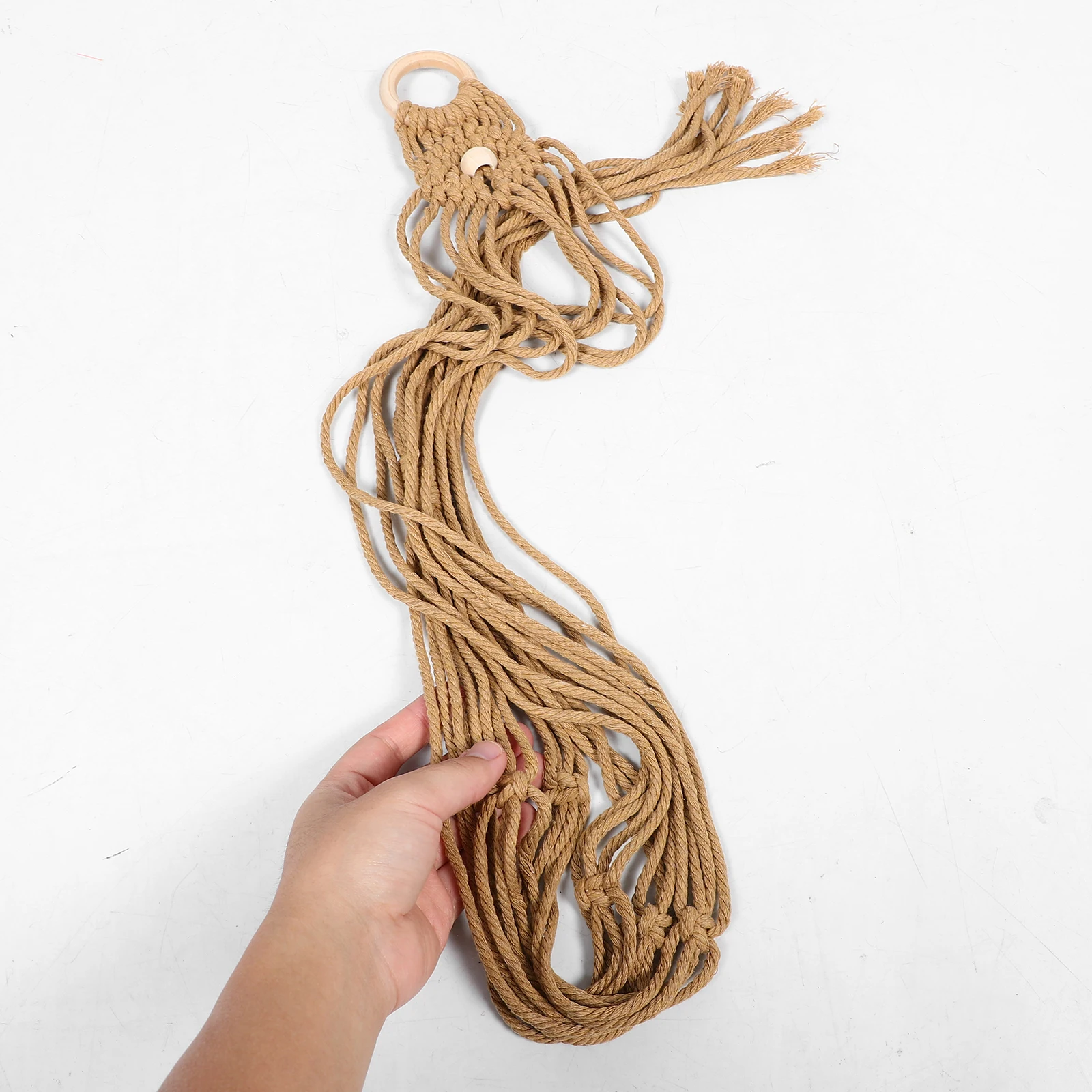 

Handmade Macrame Wall Hanger Rustic Brown 125Cm Decorative Storage Holder For Acoustic Electric Ukulele Wall Mounted Guitar