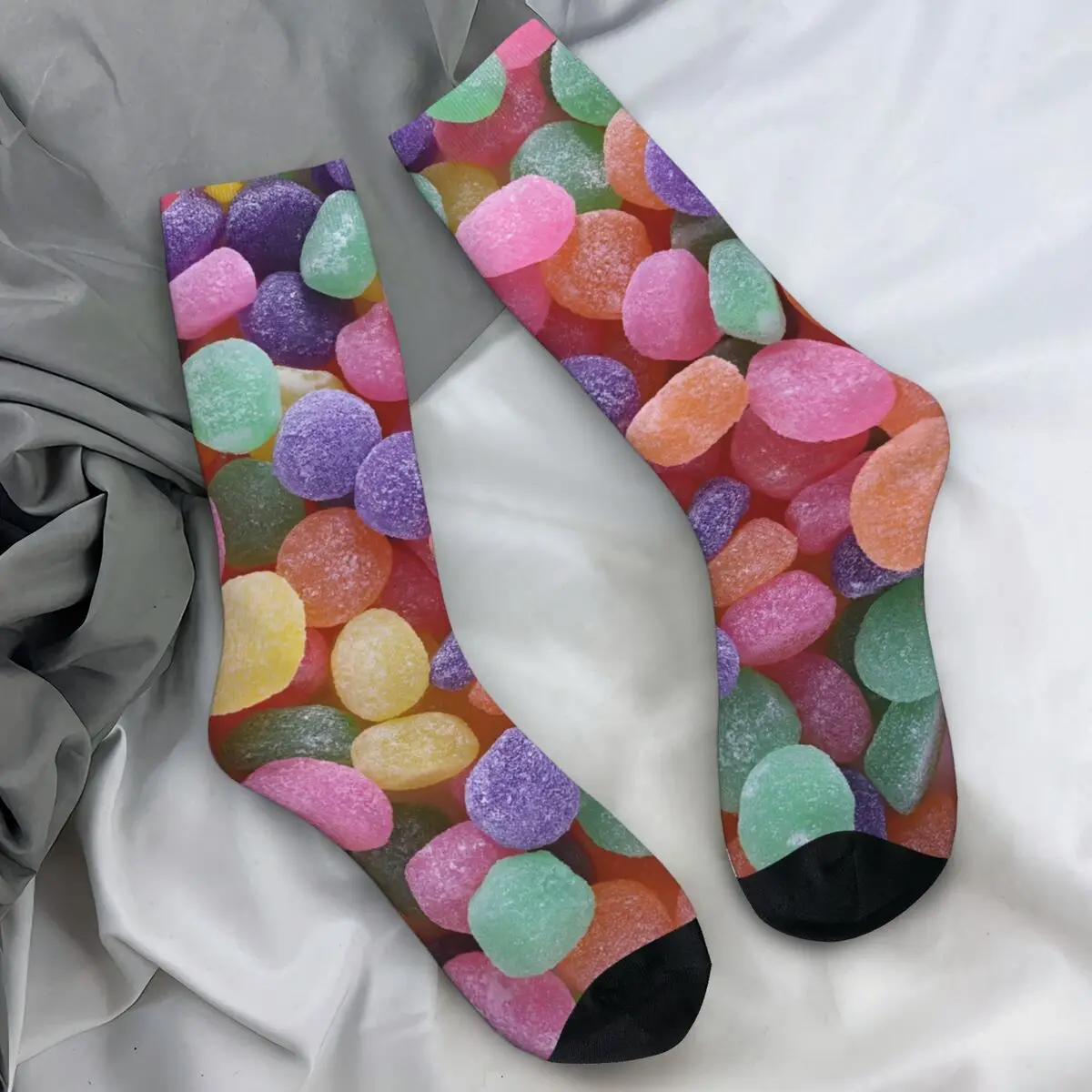 

Носки с радужными конфетами, забавные чулки, зимние противоскользящие женские и мужские носки, теплые мягкие носки для скалолазания с узором