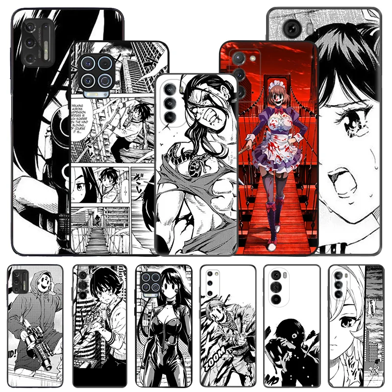 Silicone Black Phone Case for Motorola G72 G53 G73 G9 G50 G51 G60 G71 G22 G32 G52 Anime High Rise Invasion Edge 30 20 40 Cover