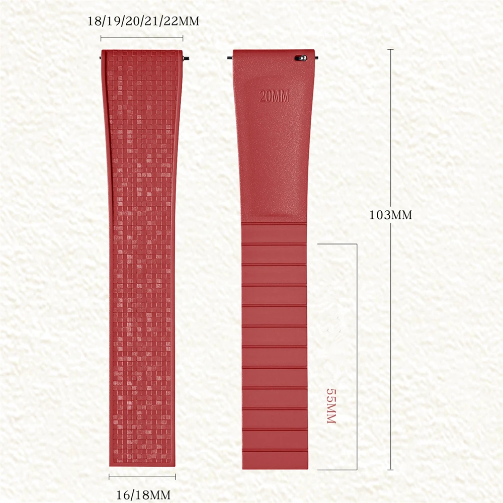 FKM Fluororubber Sport Quick Release Watch band 18mm 19mm 20mm 21mm 22mm Mosaic patterned flat Watch strap