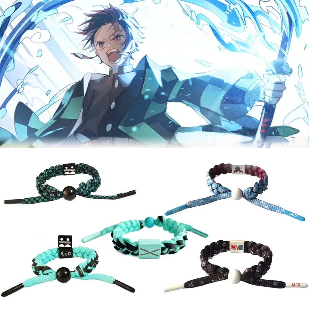 Anime Demon Slayer Weaving Hand Rope Toy Kawaii Tanjirou Nezuko Bracelet Zenitsu Inosuke Jewelry Accessories Christmas Gift