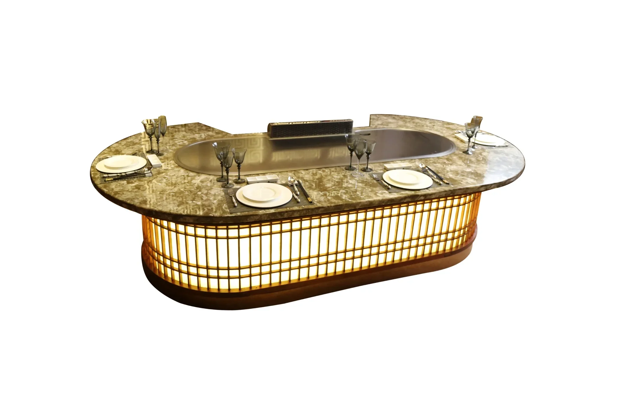 Multifunctional Flat-top Barbecue Table With Built-in Blower Teppanyaki Barbecue Table