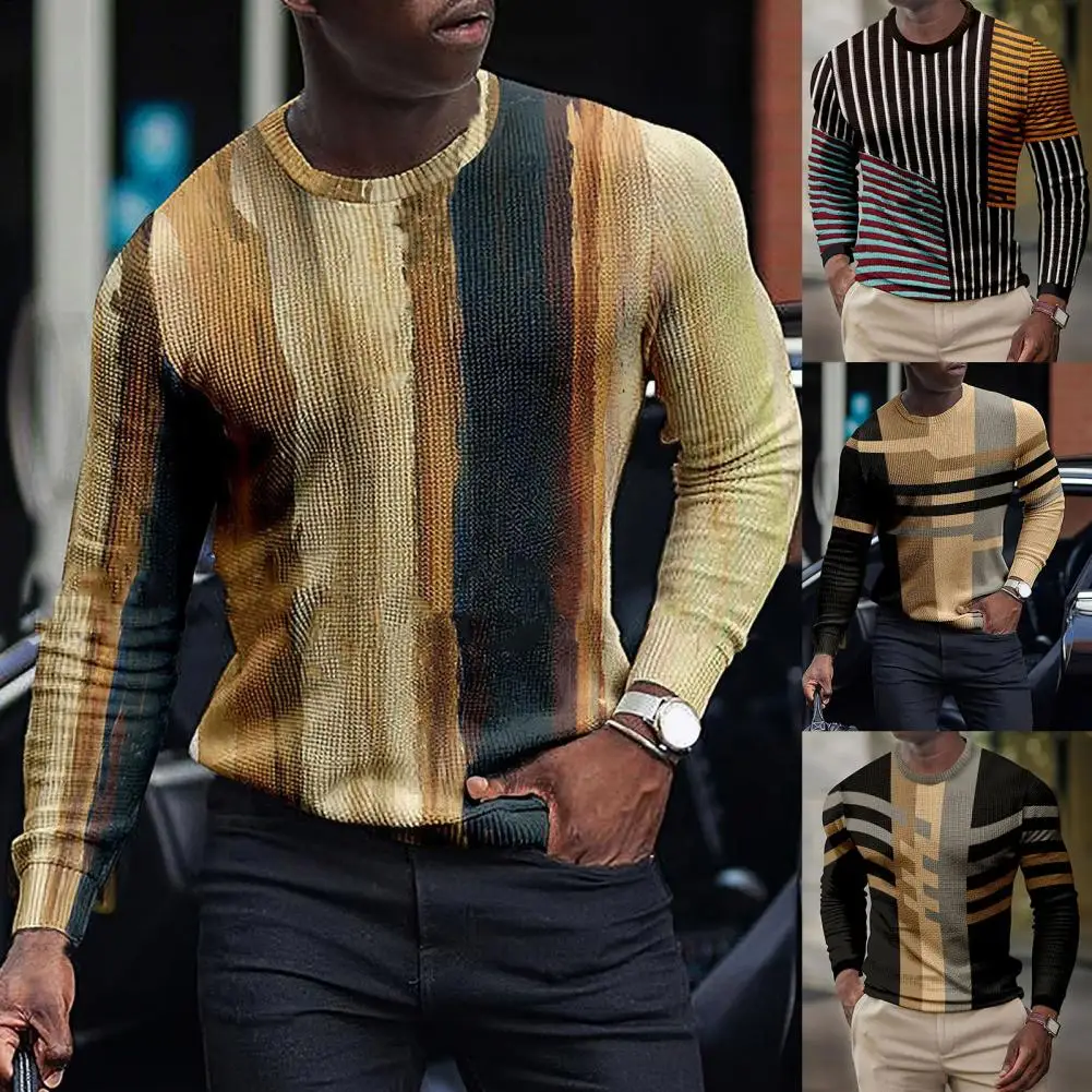 Praktische Mannen Sport Shirts Stijlvolle Anti-Vervormen Mannen Trui Patchwork Lange Mouwen Trui Trui