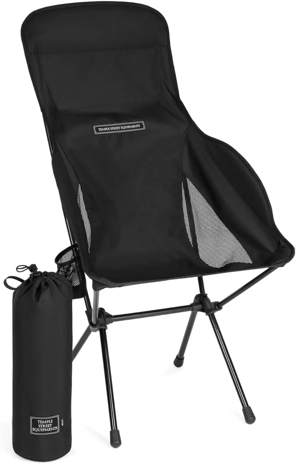 

TSE HC100 Lightweight Folding Camping Chair with Cup Holder - Portable, 3.36lbs, Black