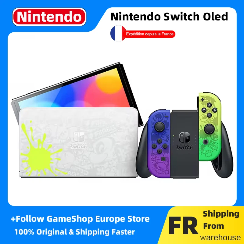 【Ship From FR】Nintendo Switch OLED Model Splatoon 3 Edition Nintendo Switch  7 Inch Screen 64GB Video Game Console with Joy Con