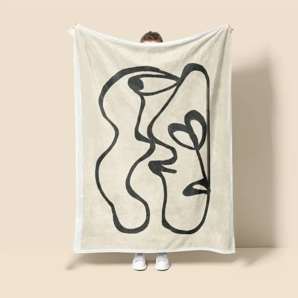 Scandinavian Ins Style Morandi Flannel Blanket Abstract Geometric Design Dust Netroots With The Same Sofa Cover Flannel Blanket