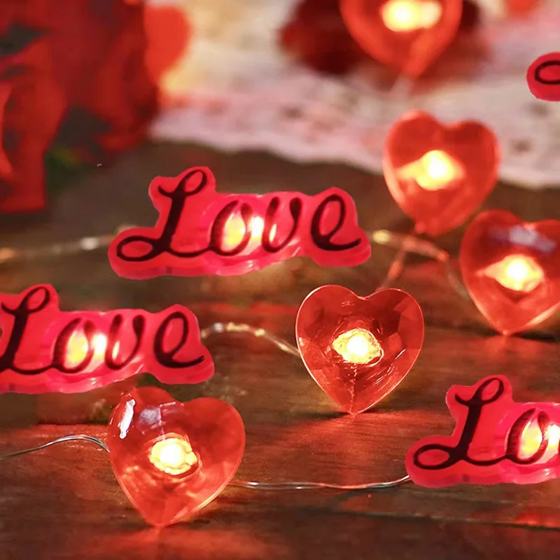 

heart shaped red lamp with love romantic LED flash lamp LED copper wire lamp for decorate Christmas Valentine's Day birthday