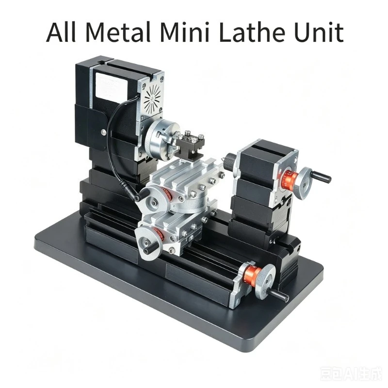 Desktop Mini Metal Lathe 60W High Power DIY Machining Equipment Educational Student Lab Lathe for Metal Model Craft Processing