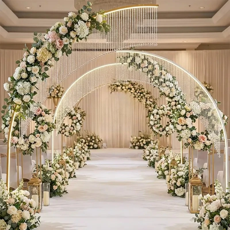 Photo Booth Props Modern Wedding Background Rack Sparkling Pearlescent Lighting Event Arch Entrance Party Decoration