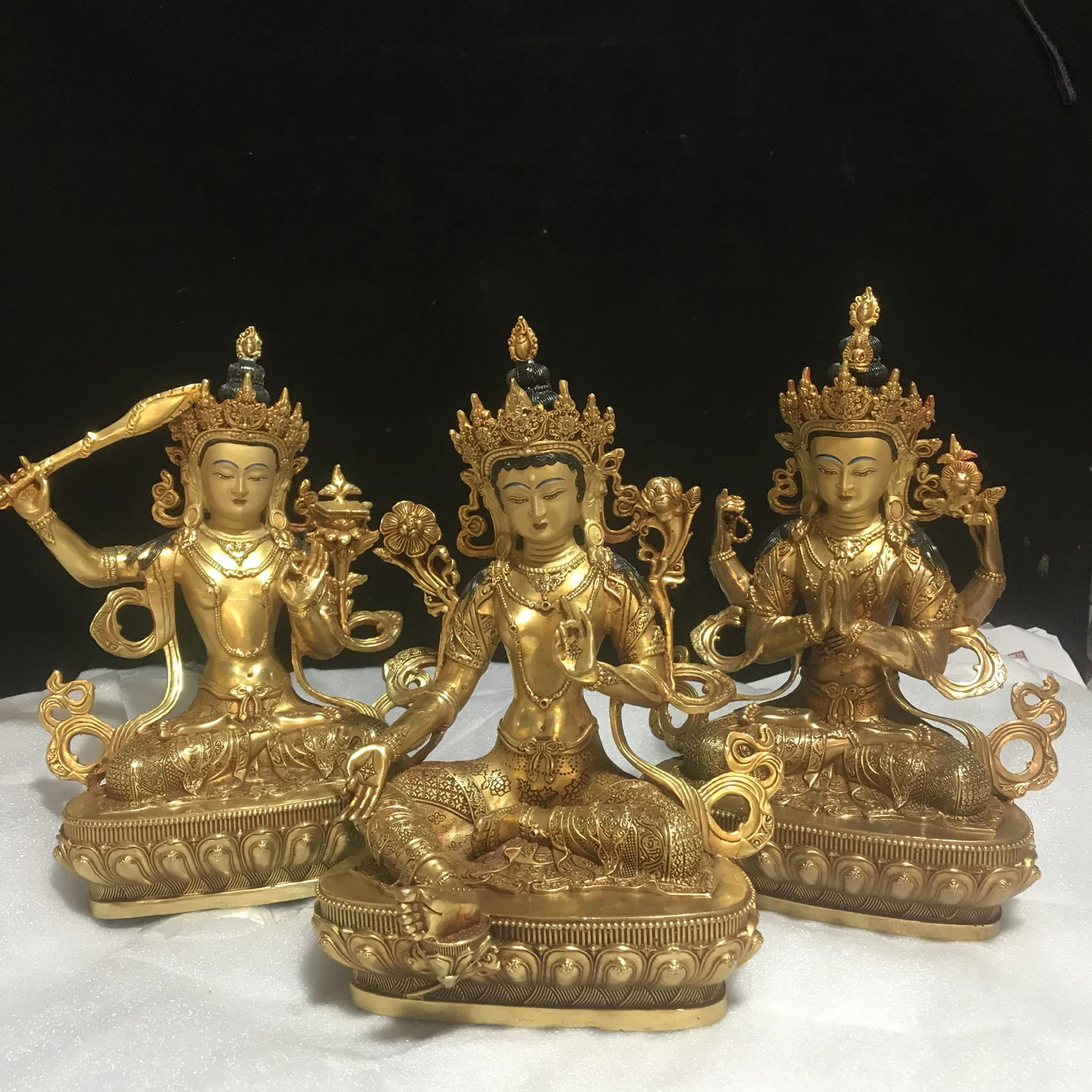 30cm lage Nepal good copper Green Tara Bodhisattva Manjusri GUAN YIN Buddha statue Worship Family safety