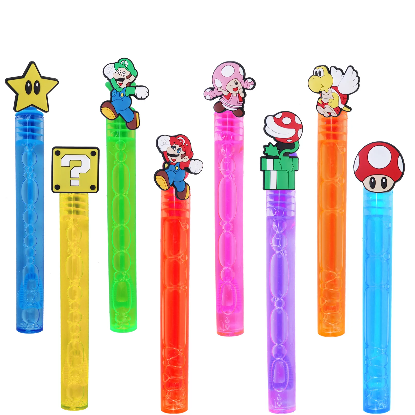 8 pièces Mario bulle bâton dessin animé Portable bulle bâton Anime Chase bulle coup bâton enfants en plein air fête jouets cadeaux