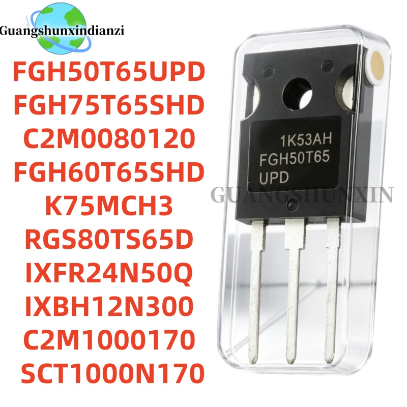 5/Uds FGH50T65UPD FGH75T65SHD C2M0080120 FGH60T65SHD K75MCH3 RGS80TS65D IXFR24N50Q IXBH12N300 C2M1000170 SCT1000N170 TO-247