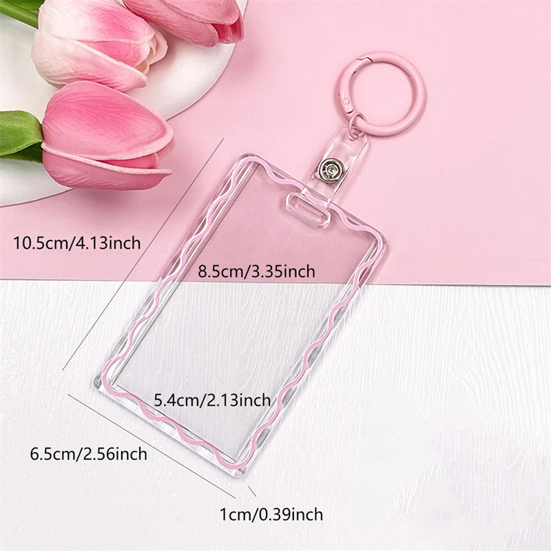 Korean Acrylic Card Holder Idol Card Holder Pendant Keychain ID Bus Cards Protector Keyring Card Sleeve Creative Stationery