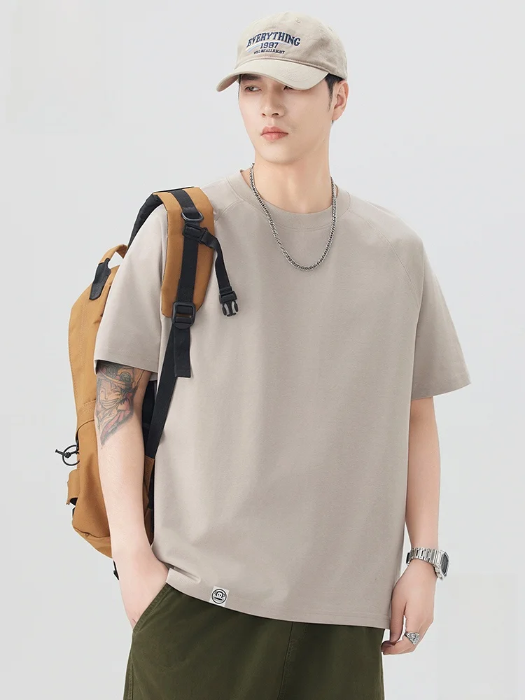 

Мужская футболка Heavyweight с коротким рукавом, дышащая, свободного кроя, летняя, тонкая, в американском стиле, из смесового хлопка и полиэстера