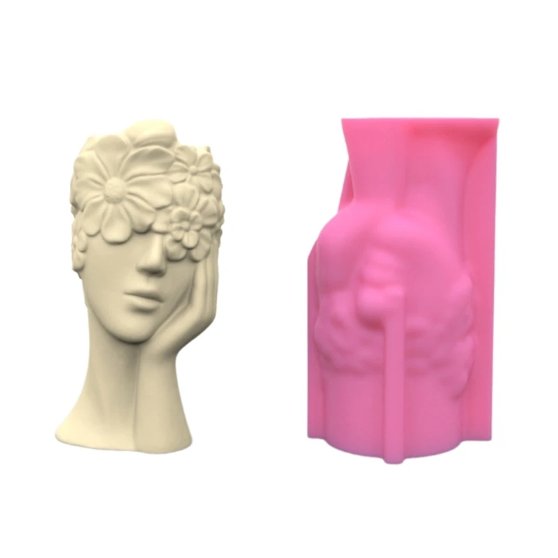 

Silicone Vase Molds Flexible Concrete Molds Contemplative Girl for Vase