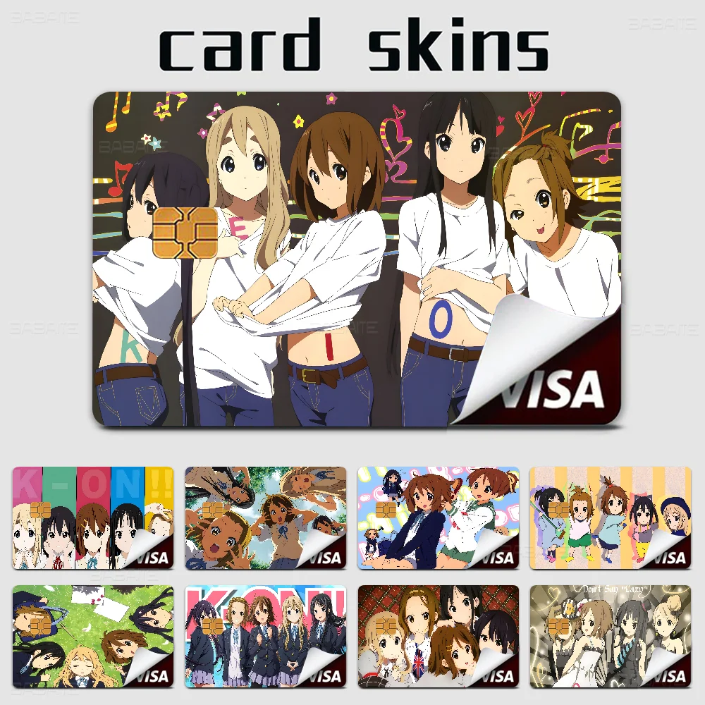 K-ON Cartoon Cute Lolita Kawaii Girls Anmie Sticker Film Skin Cover for Credit Card Debit Bank Card Front