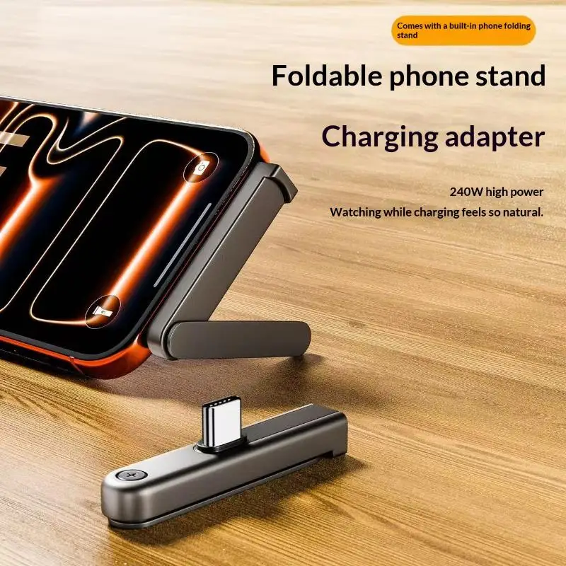 240W Type C To Type C 2-in-1 Fast Charging Data Adapter With Phone Stand Function Foldable Phone Charging Bracket Adapter