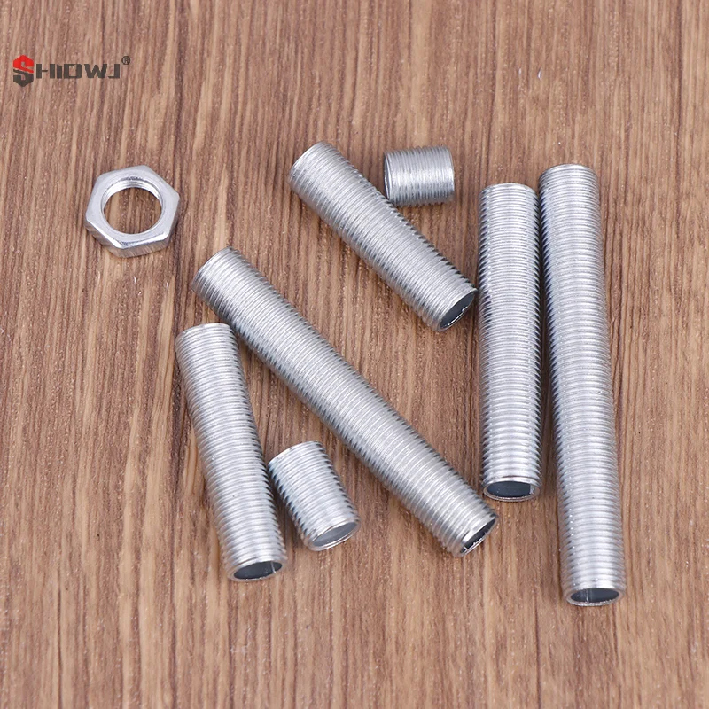 10Pcs M10 Lamp Tooth Tube Metal Hollow Threaded Tube Screw Nut Lamp Cap Galvanized Chandelier Connect Rod Link Fixed Base