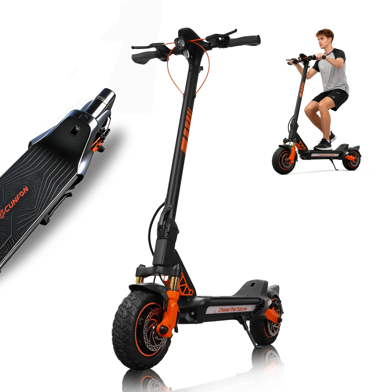 Patinete eléctrico CUNFON RZ1000, con dos motores de 1200 W, neumáticos todoterreno de 10,5 pulgadas con sistema de autoestanqueidad