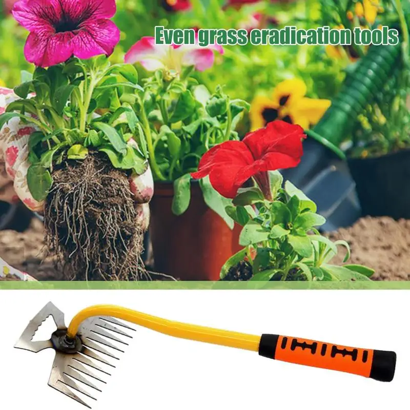 

New Weeding Artifact Uprooting Weeding Tool, Premium Manganese Steel Forged Weeds Puller 4 Teeth Dual Purpose Weeder Accessories