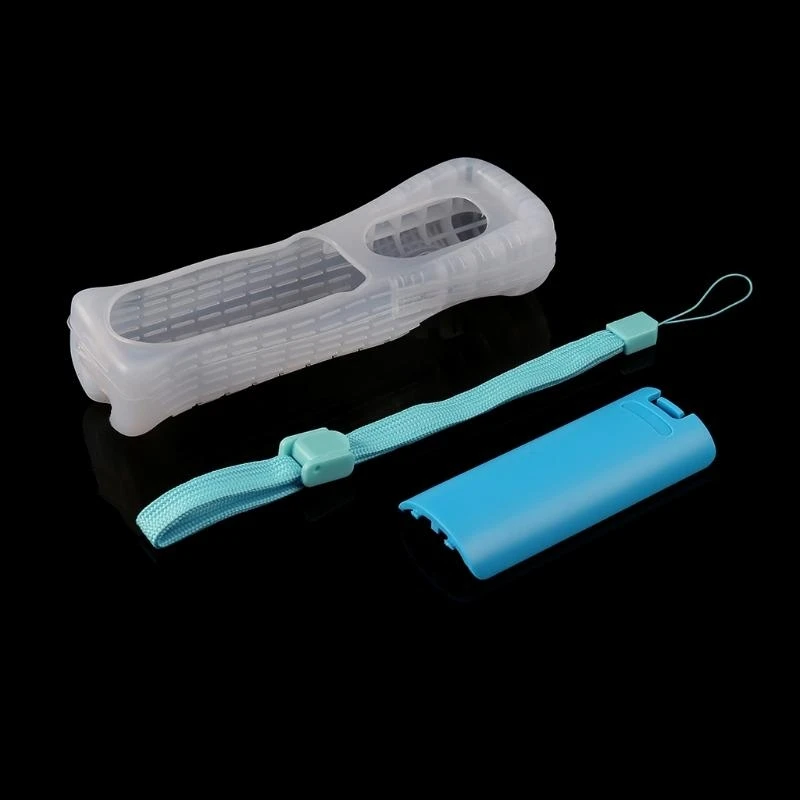 Y51A 1Set Silicone Skin for Case Cover with Hand Strap for Wii Remote Controller