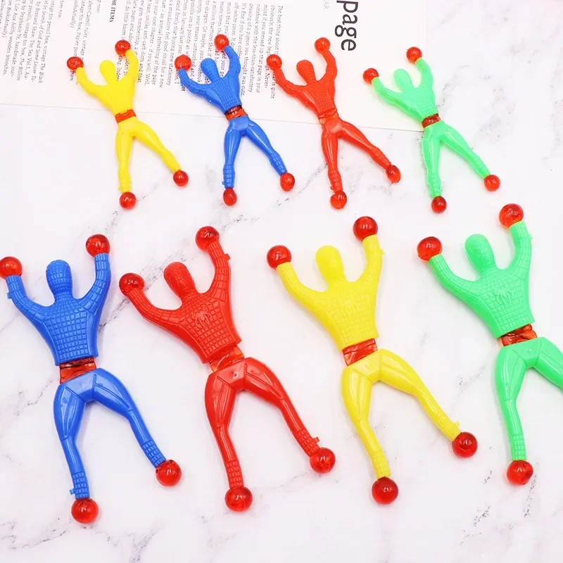 Sticky Toy Window Men with Sticky Hand 4 Toys Color and Years Over Plastic Suitable Feet for Children Wall Climbing Birthday