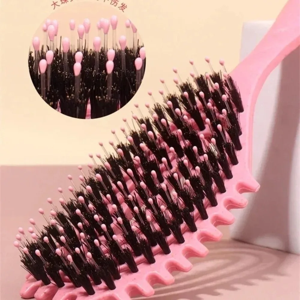 Bristle Hollow Hollow Comb Arc-Shaped Design Boar Bristle Arc-Shaped Comb Hollow Out Anti-Static Anti-Static Styling Brush
