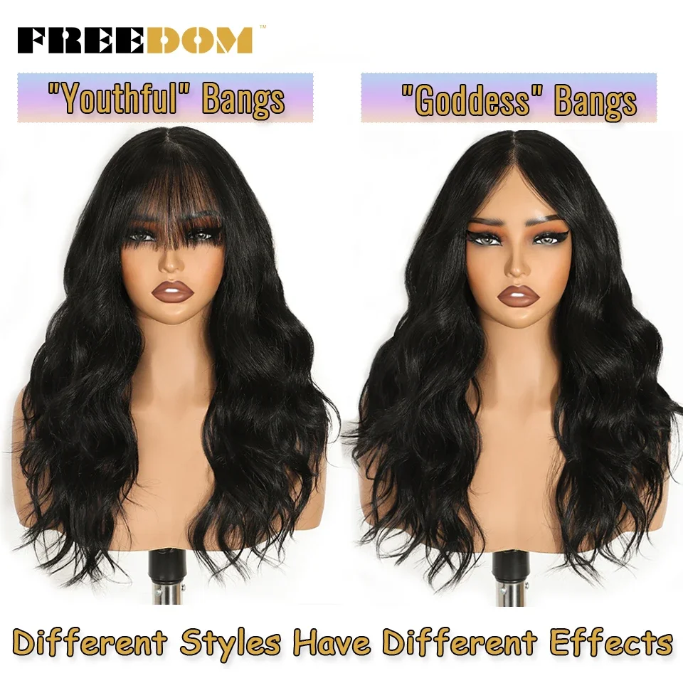 FREEDOM – Synthetische Perücken mit Spitze am Vorderteil für Damen, 6x4, vorgefertigte Spitze, Ombré-Farbe in Braun und Blond, gewellte Perücke mit Pony, hitzebeständig, Cosplay-Perücke. – Detail 8