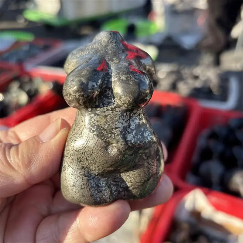 Natural Pyrite Lady Body Carving Crystal Love Healing Fengshui Gemstones HomeDecoration Holiday Gift 1PCS