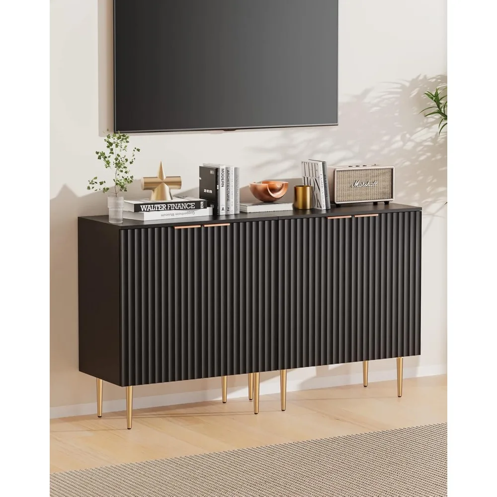 Dressoir Buffetkast Set Van 2, Moderne Credenza Buffettafel Accentkast Met Deuren Verstelbare Plank