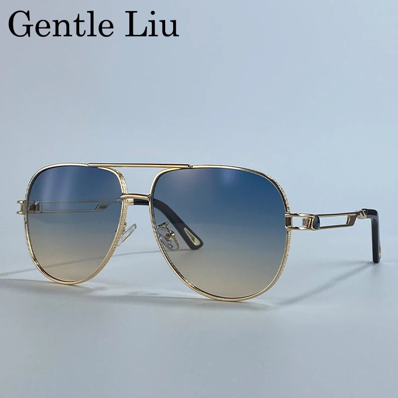 

Steampunk Oversized Pilot Oval Sunglasses Men 2025 Luxury Brand Vintage Punk Metal Frame Sun Glasses For Male UV400 Eyewear