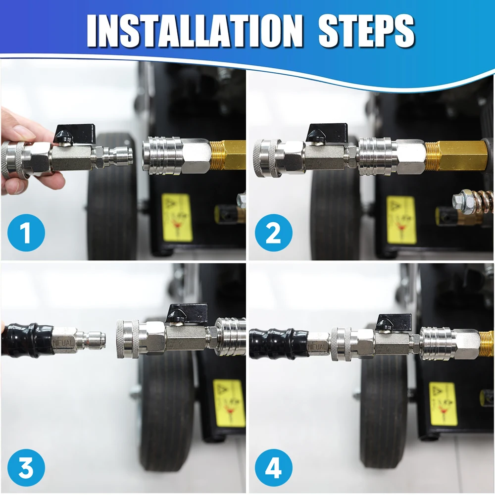 High Pressure Washer Ball Valve Kit With 3/8 or 1/4 Inch Quick Connector for Power Washer Hose Control Water Flow Switch